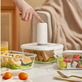 Вакуумная стеклянная герметичная канистра Ящик для хранения свежих продуктов Холодильник Контейнеры для хранения продуктов Дренируемые кухонные органайзеры Фруктовый контейнер белый