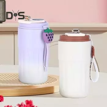 Вакуумная термокружка с дисплеем температуры 450 мл, термокружка из нержавеющей стали для горячих напитков, герметичная крышка, легко моется, портативная, для путешествий, кофе чёрный