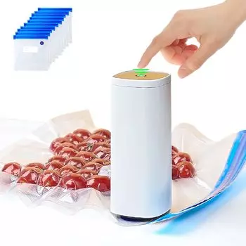 Вакуумная упаковка 60 кПа всасывание 10 вакуумных пакетов для хранения 4 запечатывающих слайдера электрический вакуум сильный всасывающий аккумулятор бытовой пищевой вакуум для приготовления пищи вакуум
