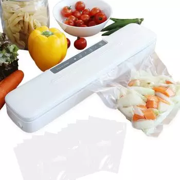 Вакуумная упаковка Без специальных пакетов Еда поставляется с 10 вакуумными пакетами Вакуумная упаковка Вакуум сохраняет порезы [MRG] Машина, Требуется, Запайщик, Пакеты, 65 кПа, Консервация,
