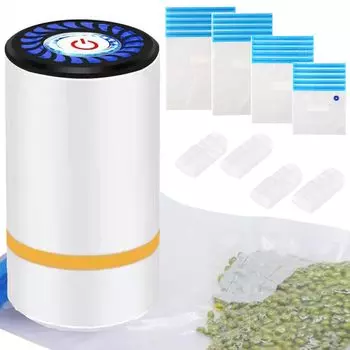 Вакуумная упаковка Вакуумная пищевая вакуумная сильная влажная и одна кнопка вакуумной пищевой дегазации и домашнего набора из электрического насоса 20 вакуумных 4 разных размеров 4