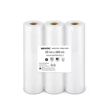 Вакуумная упаковка Wevac Вакуумная упаковка Примерно 20 см x 3 Вакуумная замена Вакуумная упаковка Свободно Легко для собачьего корма Безопасная низкотемпературная вакуумная упаковка