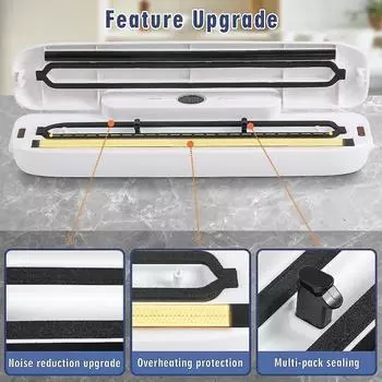 Вакуумная упаковочная машина, бытовая полностью автоматическая упаковочная машина для пластиковых пакетов, упаковочная машина для пищевых продуктов, в комплект входит 10 пакетов для запечатывания