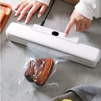 Вакуумная упаковочная машина Пищевой упаковщик Вакуумная упаковочная машина с всасывающим усилителем Вакуумная упаковка 10 штук с вакуумными пакетами Вакуумный упаковщик Food Saver для дома