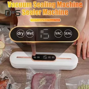 Вакуумная упаковочная машина с двумя режимами запечатывания Высокая эффективность запечатывания Цифровой дисплей Простота в использовании Полностью автоматический вакуумный упаковщик EU жёлтый