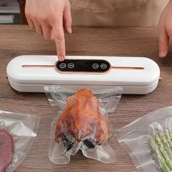 Вакуумная упаковочная машина Yousheng с двумя режимами запечатывания, высокая эффективность запечатывания, цифровой дисплей, простота использования, полностью автоматический набор вакуумных упаковщиков EU жёлтый