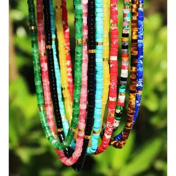 Вакуумное гальваническое покрытие греческий нишевый лазурит тигровый глаз камень натуральный цветной камень бисерное ожерелье в стиле отпуска для женщин 843