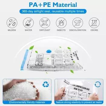 Вакуумные пакеты для хранения, постельных принадлежностей, подушек, полотенец, одежды, дорожная сумка для хранения, экономящая место, с ручным электрическим насосом, упаковка вакуумного пакета 40x60cm