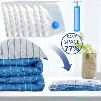 Вакуумные пакеты для хранения с клапаном, прозрачные складные сжатые дорожные пакеты-органайзеры для полотенец 40x60cm