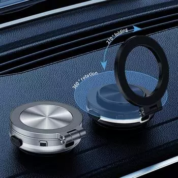 Вакуумный держатель для мобильного телефона с присоской Магнитный держатель для телефона на приборную панель Подходит для iPhone 12/13/14/15 Pro Max X Samsung Xiaomi чёрный