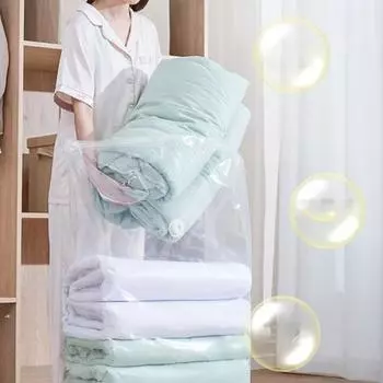 Вакуумный компрессионный мешок Утолщенный материал Большая вместимость Не требуется насос Компрессионный прозрачный с воздушным клапаном Пыленепроницаемый Влагостойкий Переезд M