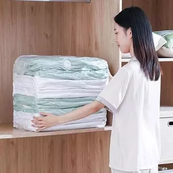 Вакуумный компрессионный мешок Утолщенный материал Большая вместимость Не требуется насос Компрессионный прозрачный с воздушным клапаном Пыленепроницаемый Влагостойкий Переезд M