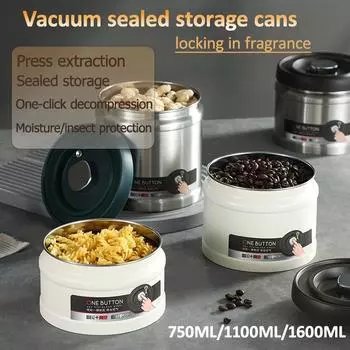 Вакуумный контейнер из нержавеющей стали, герметичный контейнер для кофейных зерен, свежая коробка для пищевых продуктов, кухонный органайзер, вакуумная банка для хранения, устойчивая к влаге