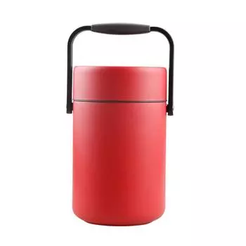 Вакуумный ланч-бокс из нержавеющей стали 304, портативный портативный студенческий изолированный ланч-бокс, подарочный тушеный горшок 2000ml красный