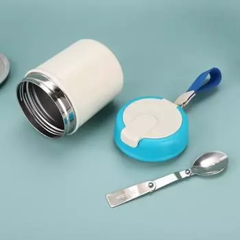 Вакуумный ланч-бокс из нержавеющей стали, контейнер для еды без содержания бисфенола А со складной ложкой, широкий розовый