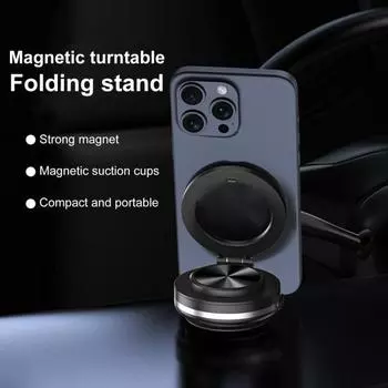 Вакуумный магнитный автомобильный держатель для телефона, вращающийся на 360 градусов, крепление для сотового телефона с сильным всасыванием для автомобиля, кухни, спортзала, ванны, душа чёрный