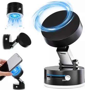 Вакуумный магнитный держатель для телефона с присоской, складной, вращающийся на 360°, двухсторонний, без помощи рук, магнитный держатель для сотового телефона, адсорбция для автомобиля/зеркала чёрный