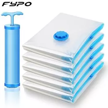 Вакуумный мешок для хранения одежды с клапаном, складной сжатый органайзер с прозрачной каймой, компактный уплотнительный пакет для путешествий