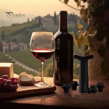 Вакуумный насос для сохранения вина с 4 пробками, многоразовый укупорщик бутылок, система сохранения вина для свежести до 10 дней, подарочные аксессуары для вина чёрный