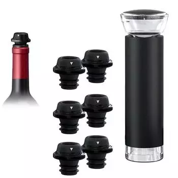 Вакуумный насос для вина с пробкой для бутылок, силиконовая пробка для вакуумного уплотнения, вакуумный упаковщик Wine Saver Preserver, черный 4 Stopper чёрный