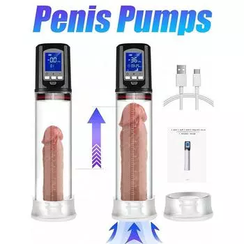 Вакуумный насос с экраном 2 в 1, мужской вакуумный насос для релаксации массажа тела, электрический вставной водяной насос, 3 режима всасывания, вакуумный насос, секс-игрушки для мужчин