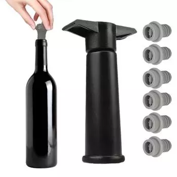 Вакуумный насос Wine Saver с 6 пробками, простое ручное управление, герметичный силиконовый уплотнитель, сохраняющий вкус красного вина, набор для консервации большинства бутылок 1 Set