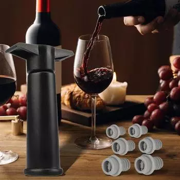 Вакуумный насос Wine Saver с 6 пробками, простое ручное управление, герметичный силиконовый уплотнитель, сохраняющий вкус красного вина, набор для консервации большинства бутылок 1 Set