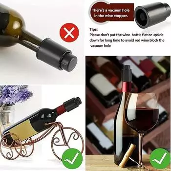 Вакуумный насос, винный накопитель, колпачок, пробка, дата, шкала, запись, сохранение, для бутылок вина, штопор, кухня, автоматическое сохранение свежести чёрный