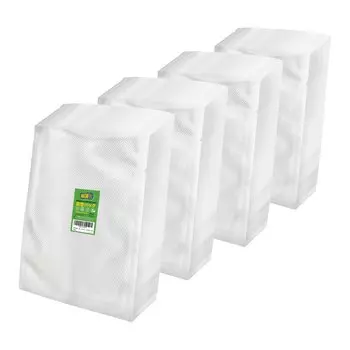 Вакуумный пакет FRESHPAK с тиснением 25x35 см 4x100 штук Нейлон Diamond Длительная свежесть Сохранение продуктов Размораживание в микроволновой печи Хранение в замороженном виде