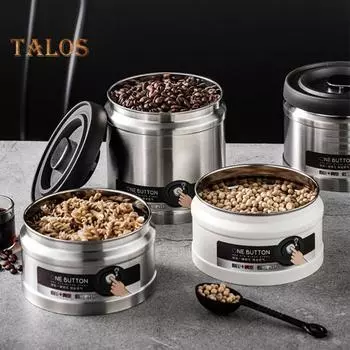 Вакуумный резервуар из нержавеющей стали для хранения чайных листьев, влагозащищенный и пыленепроницаемый контейнер для кофейных зерен, емкостью 750/1100 мл, герметичная банка для пищевых продуктов для зерна M чёрный