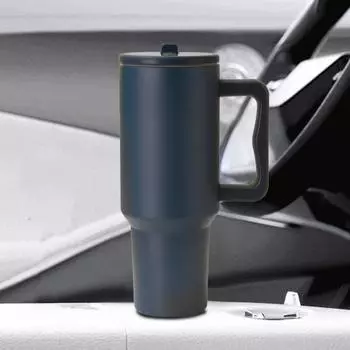 Вакуумный стакан из нержавеющей стали с изоляцией и ручкой-соломинкой, большая вместимость 40 унций белый