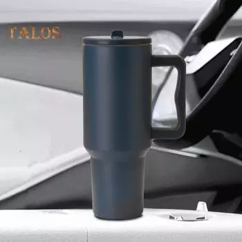 Вакуумный стакан из нержавеющей стали с ручкой, крышкой, соломинками, большой емкостью 40 унций, кофейный стакан для дома, автомобиля, улицы белый