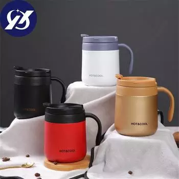 Вакуумный термос, двухслойная мини-чашка для чая и кофе из нержавеющей стали с нескользящей крышкой 350ml красный