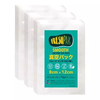 Вакуумный упаковочный пакет, вакуумная упаковочная машина, пакет FRESHPAK, гладкий, без тиснения, 8x12 см, 3x100 штук, вакуумный пакет, высокая прочность, 5-сторонний, стандартный пластиковый пакет