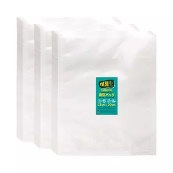 Вакуумный упаковочный пакет, вакуумная упаковочная машина, пакет FRESHPAK, гладкий, без тиснения, 25x30 см, 3x100 штук, вакуумный пакет, высокая прочность, 5 сторон, стандартный пакет, нейлон, поли