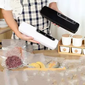 Вакуумный упаковщик 1 шт., бытовой, небольшой, пищевой, автоматический, упаковочный, запечатывающий, свежесть, запирающий, сохраняющий питательные вещества, цветной, пластиковый упаковщик белый