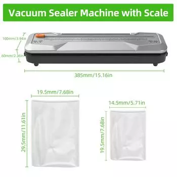 Вакуумный упаковщик, 55 кПа, мощная всасывающая автоматическая машина для упаковывания пищевых продуктов с 10 сухими запечатывающими пакетами EU Plug чёрный