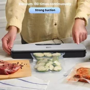 Вакуумный упаковщик 70 кПа Машины для запечатывания пищевых продуктов Автоматическая система запечатывания воздуха с 5 пакетами для хранения сухих и влажных продуктов Sous US Plug серебряный серый