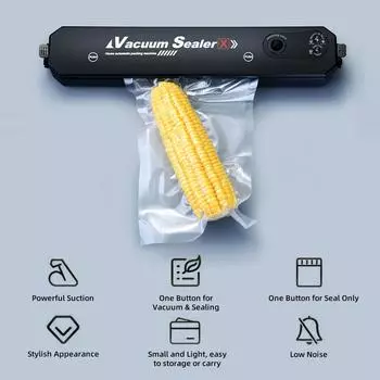 Вакуумный упаковщик Автоматическая машина для экономии пищевых продуктов Бытовая вакуумная упаковочная машина Компактный дизайн UK plug чёрный