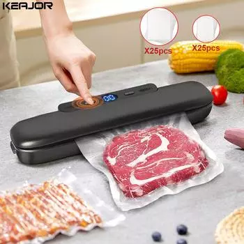 Вакуумный упаковщик для пищевых продуктов, 1 шт., 220 В, автоматическая бытовая вакуумная упаковочная машина для пищевых продуктов, в том числе 10 шт., пакеты Z-21, герметики EU Plug&220V чёрный