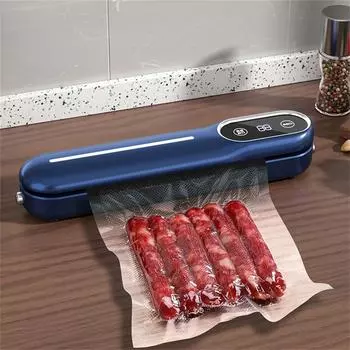 Вакуумный упаковщик, компактный дизайн, мощная система всасывания, сухой и влажный режимы, простота в эксплуатации, автоматический кухонный упаковщик пищевых продуктов One Size синий