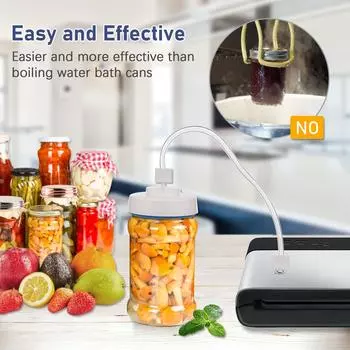 Вакуумный упаковщик Mason Jar, вакуумный комплект для герметизации со шлангом, открывалка для банок, ручной вакуумный насос для широких обычных банок With vacuum pump and lid разноцветный