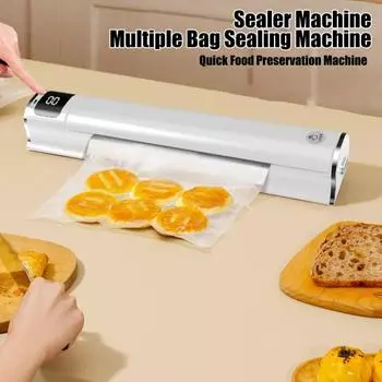 Вакуумный упаковщик с ЖК-дисплеем, два режима, высокая эффективность запечатывания, многофункциональный пищевой упаковщик с набором вакуумных пакетов EU