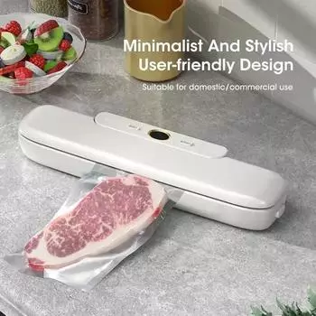 Вакуумный упаковщик, упаковочная машина, вакуумный упаковщик для пищевых продуктов с 10 вакуумными пакетами, автоматическое сохранение продуктов, хранение, сухая влажная вакуумная упаковка чёрный