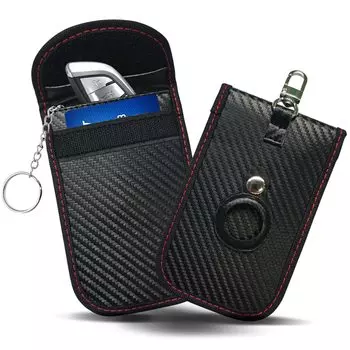 [Valart] Car Key Case Faraday Cage Blocking Bag for Car Keys Hack-Proof Case Blocker RFID (D - 2 Air Tag Cover Pouches)