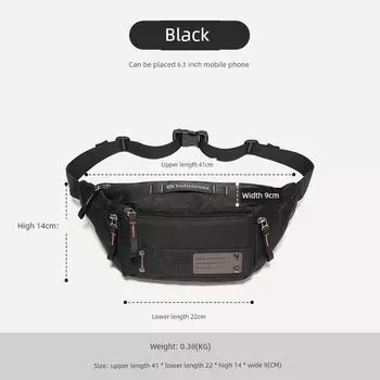 Valender Outdoor Men s Belt Bag Autumn Chest Bag Fashion Shoulder Bag Lightweight Mobile Phone Bag Oxford Cloth Messenger Bag Black (paragraph 1)