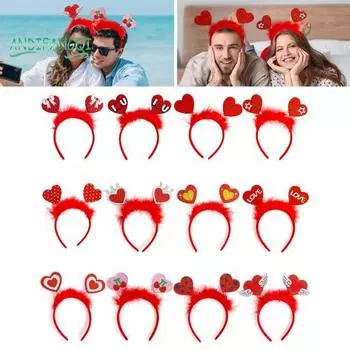 Повязка на голову с бантом в форме сердца ко Дню святого Валентина - искусственное перо, повязка на голову для свадебного танца, аксессуары для крепления волос K