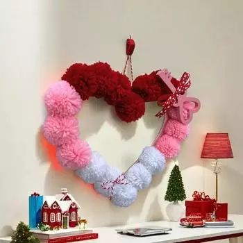 Valentine s Day Crafts Garden Gift Decorative Bowknot Ornament Woolen Yarn Ball Wall Doors Hanging Decorations