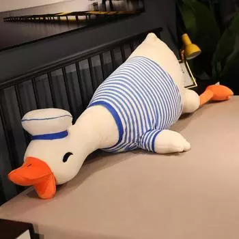 Valentine S Day Gift Cute Navy Duck Plush Doll Big White Duck Lying On The Duck Bed Big Throw Pillow For Girlfriend 90cm0.7kg