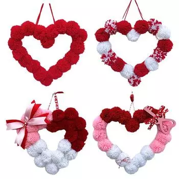 Valentine s Day Gift Garden Crafts Wall Doors Bowknot Decorative Heart-shaped Design Home Party Hanging Decorations